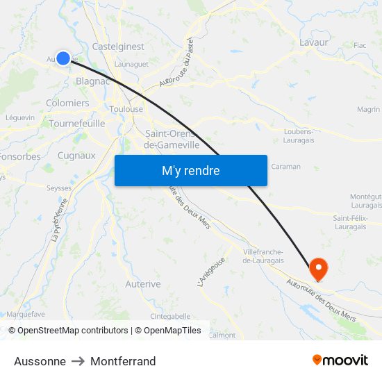 Aussonne to Montferrand map