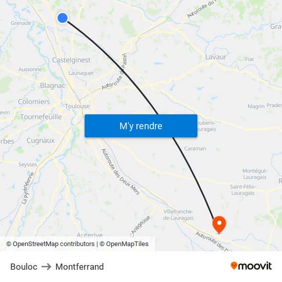 Bouloc to Montferrand map
