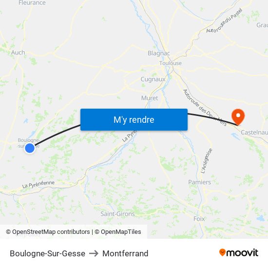 Boulogne-Sur-Gesse to Montferrand map