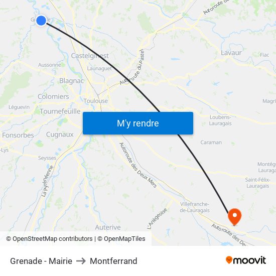 Grenade - Mairie to Montferrand map