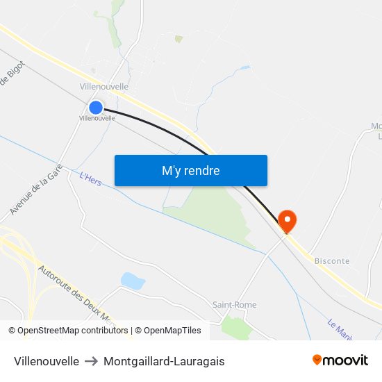 Villenouvelle to Montgaillard-Lauragais map