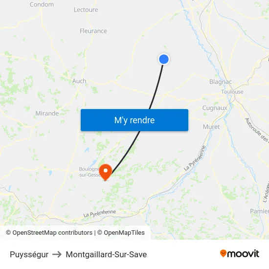 Puysségur to Montgaillard-Sur-Save map