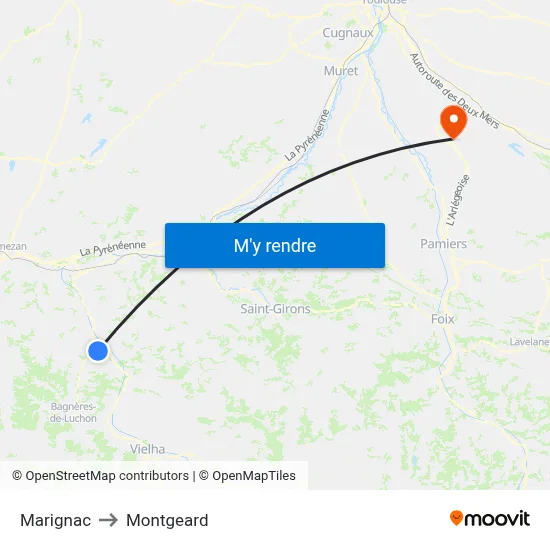 Marignac to Montgeard map