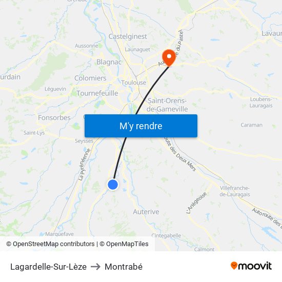 Lagardelle-Sur-Lèze to Montrabé map