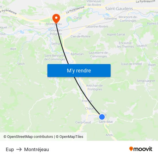 Eup to Montréjeau map