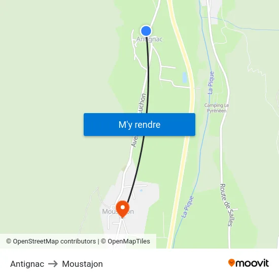 Antignac to Moustajon map