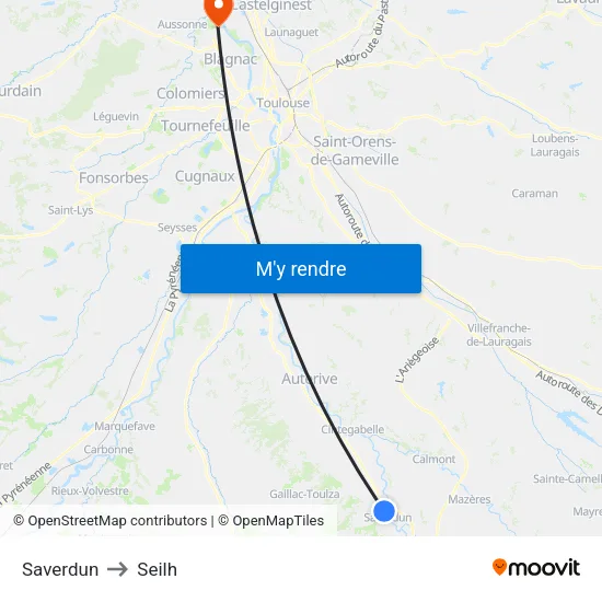 Saverdun to Seilh map