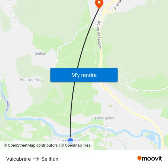 Valcabrère to Seilhan map