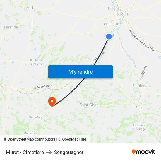 Muret - Cimetière to Sengouagnet map