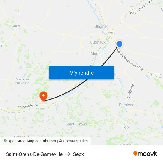 Saint-Orens-De-Gameville to Sepx map