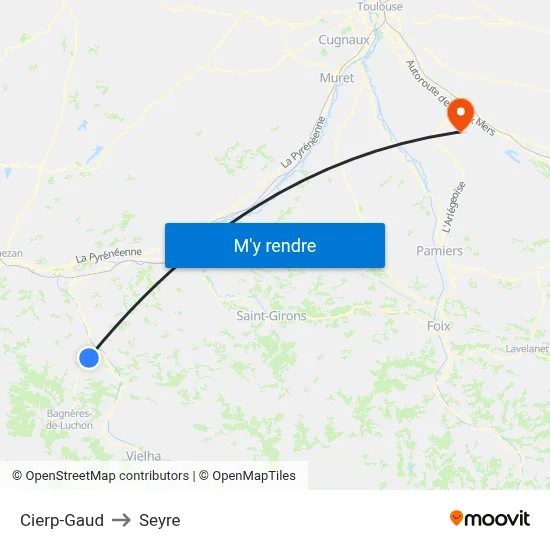 Cierp-Gaud to Seyre map
