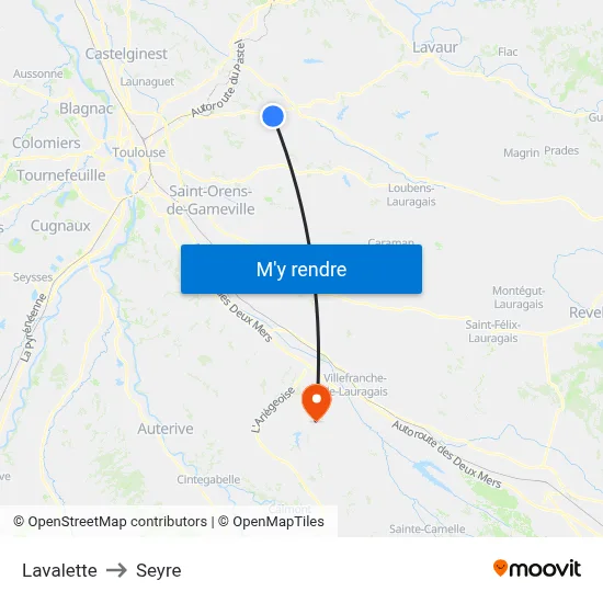 Lavalette to Seyre map