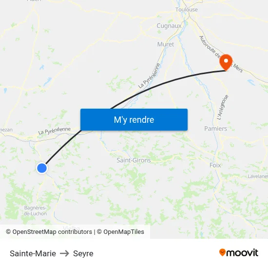 Sainte-Marie to Seyre map