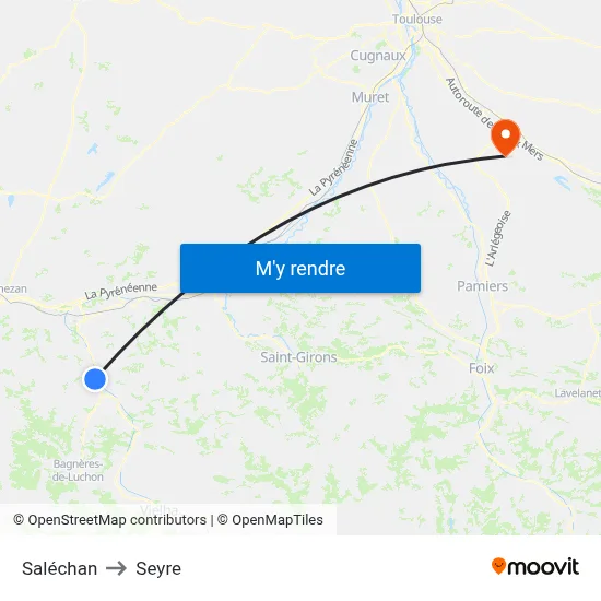 Saléchan to Seyre map