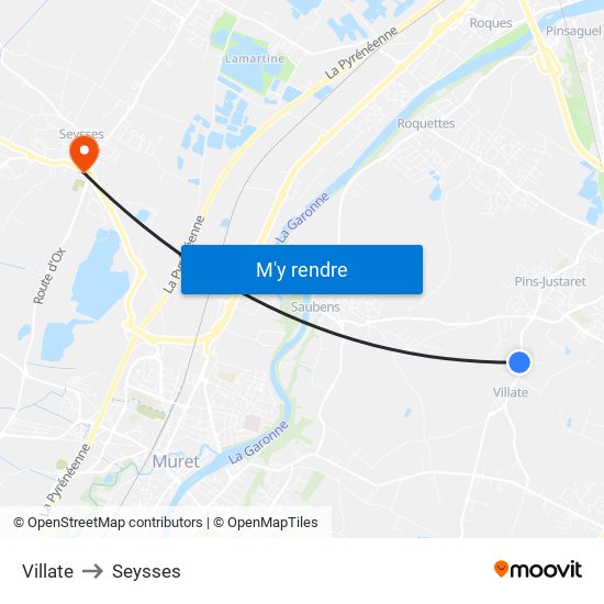 Villate to Seysses map