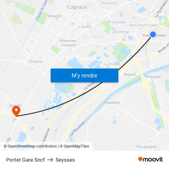 Portet Gare Sncf to Seysses map