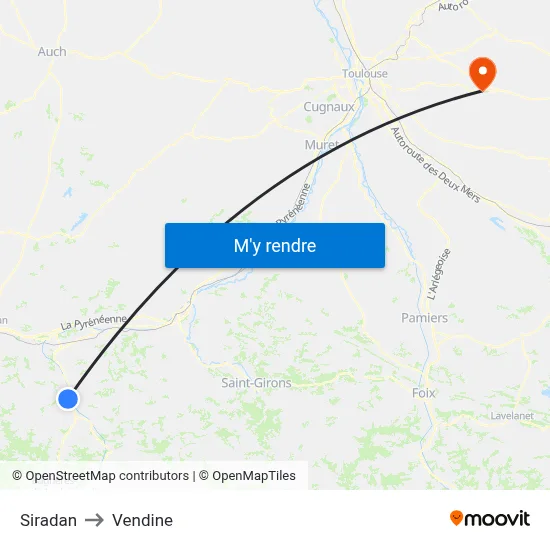 Siradan to Vendine map