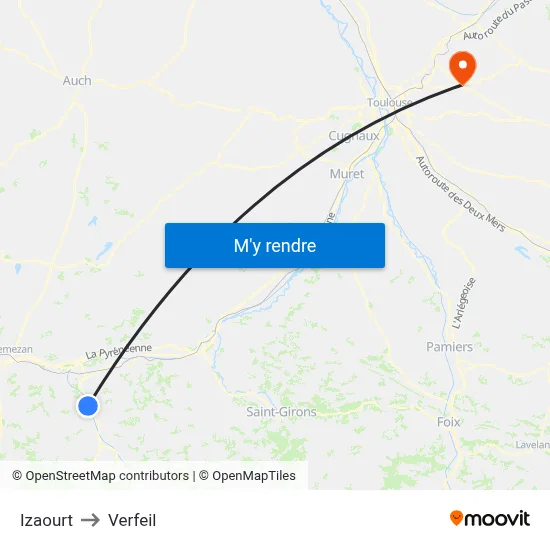 Izaourt to Verfeil map