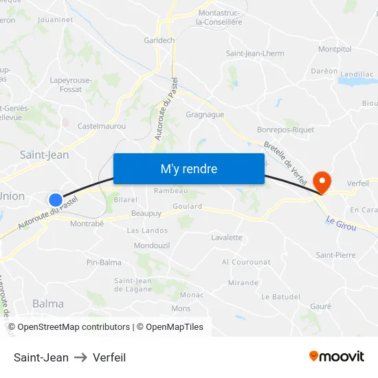 Saint-Jean to Verfeil map