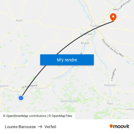 Loures-Barousse to Verfeil map