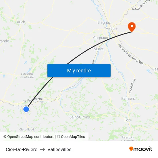 Cier-De-Rivière to Vallesvilles map