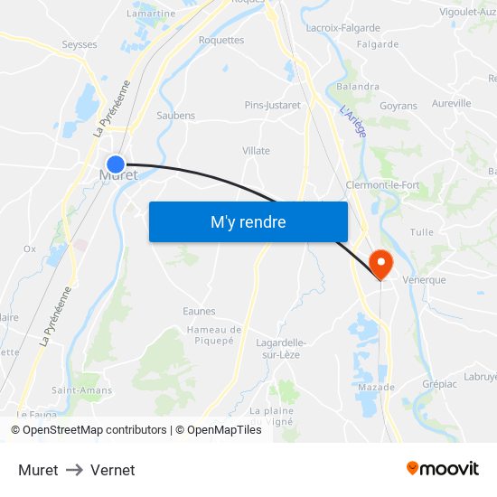 Muret to Vernet map
