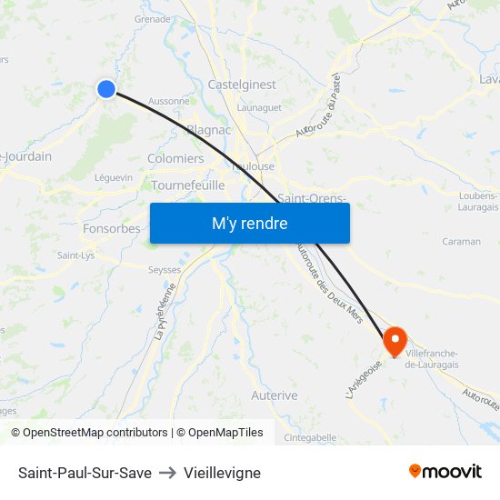 Saint-Paul-Sur-Save to Vieillevigne map