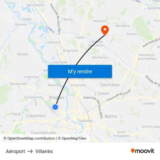 Aéroport to Villariès map