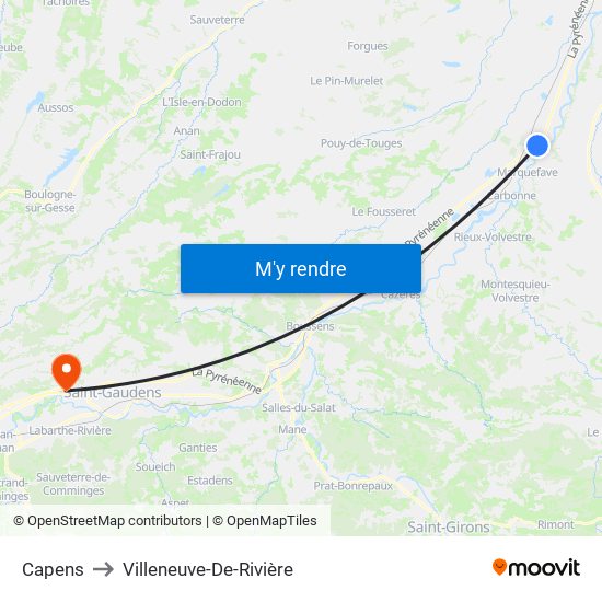 Capens to Villeneuve-De-Rivière map