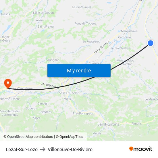 Lézat-Sur-Lèze to Villeneuve-De-Rivière map