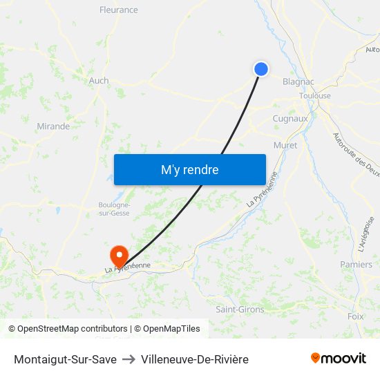 Montaigut-Sur-Save to Villeneuve-De-Rivière map