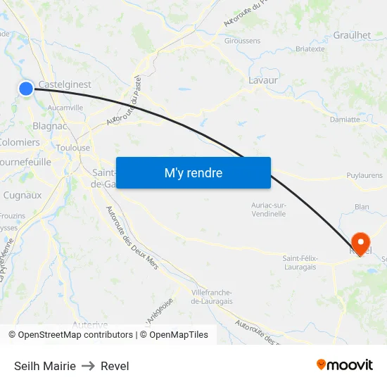 Seilh Mairie to Revel map