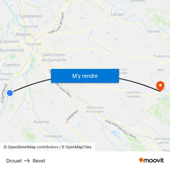 Drouet to Revel map