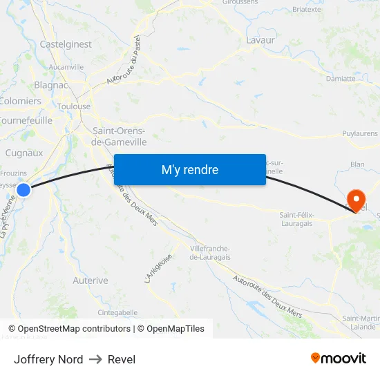 Joffrery Nord to Revel map