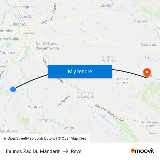 Eaunes Zac Du Mandarin to Revel map