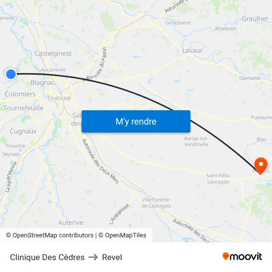 Clinique Des Cèdres to Revel map