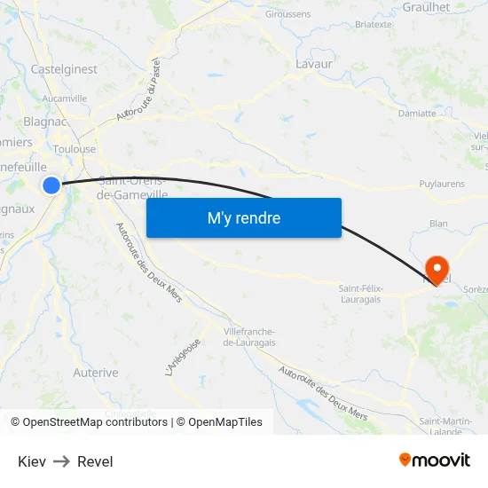 Kiev to Revel map