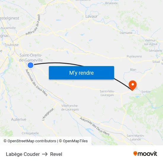 Labège Couder to Revel map