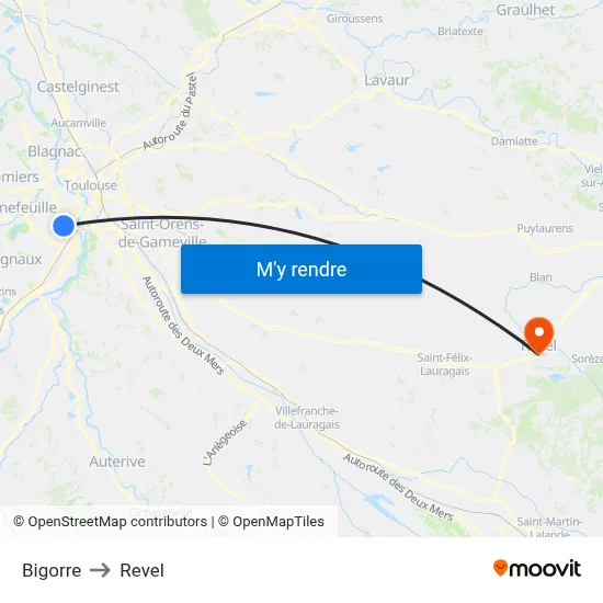 Bigorre to Revel map