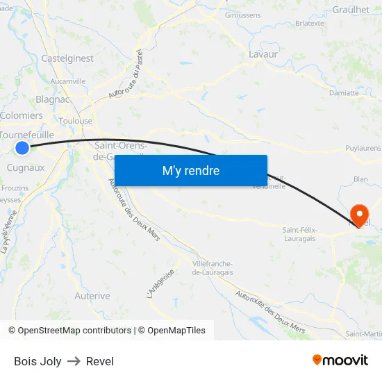 Bois Joly to Revel map