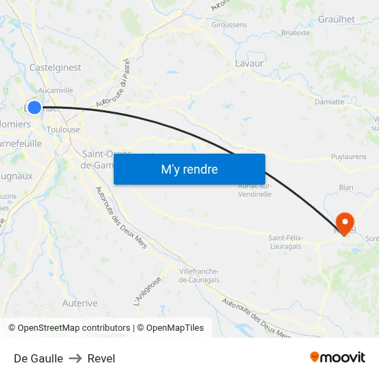 De Gaulle to Revel map