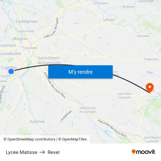 Lycée Matisse to Revel map