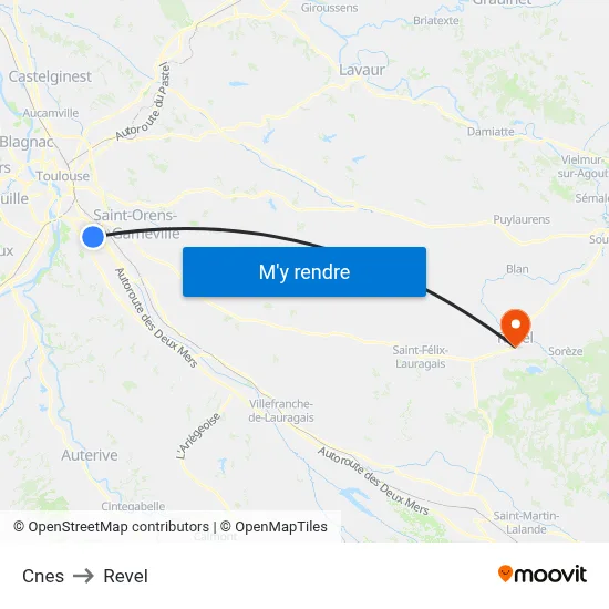 Cnes to Revel map