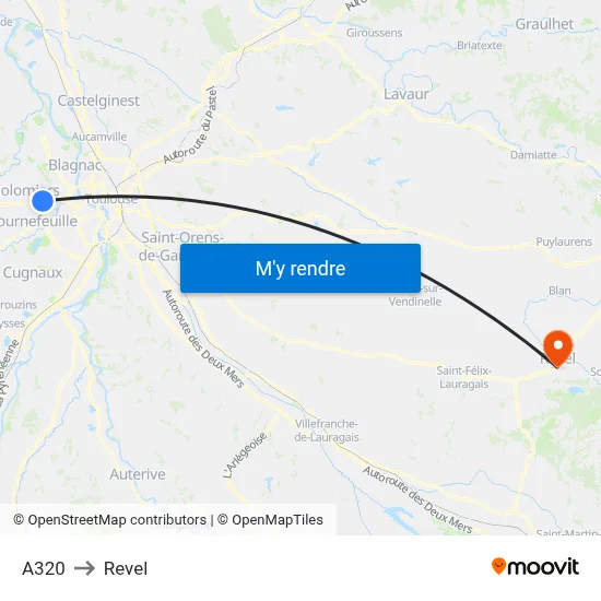 A320 to Revel map