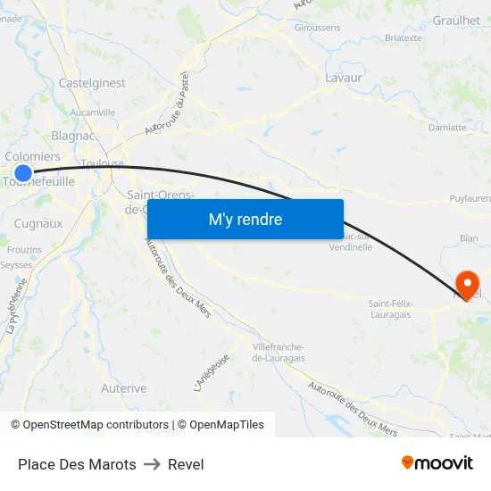 Place Des Marots to Revel map