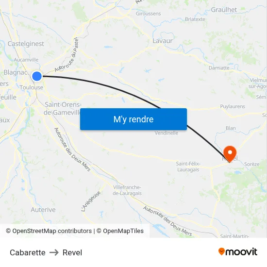 Cabarette to Revel map
