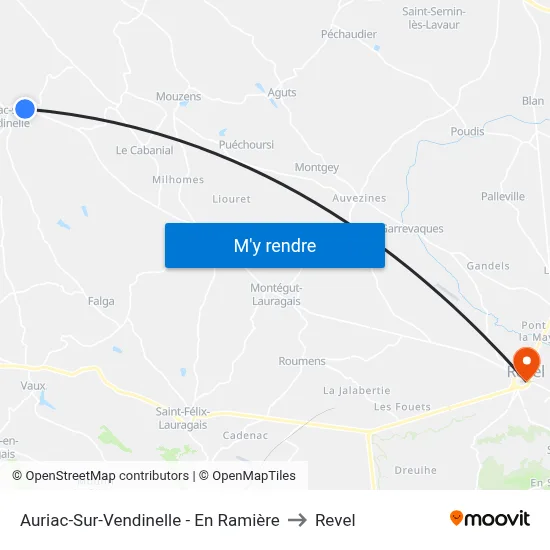 Auriac-Sur-Vendinelle - En Ramière to Revel map