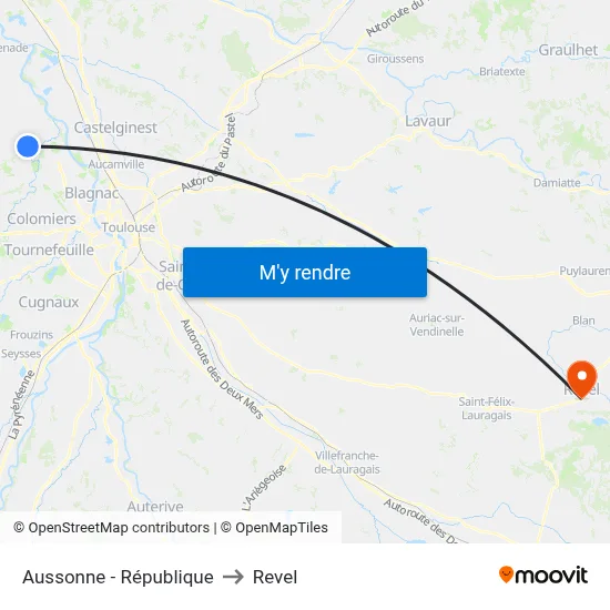 Aussonne - République to Revel map