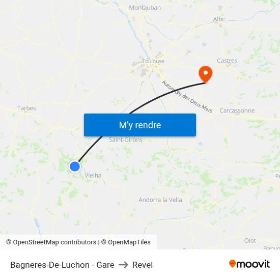 Bagneres-De-Luchon - Gare to Revel map
