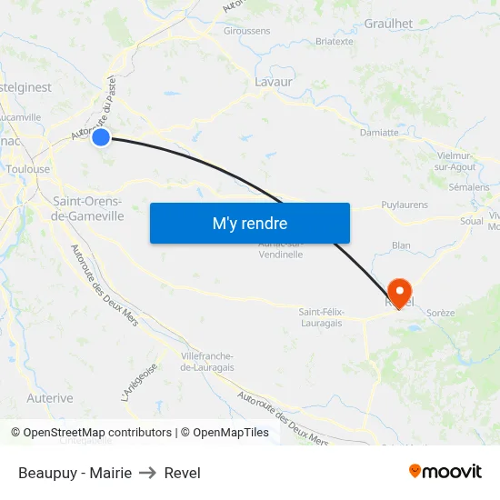 Beaupuy - Mairie to Revel map